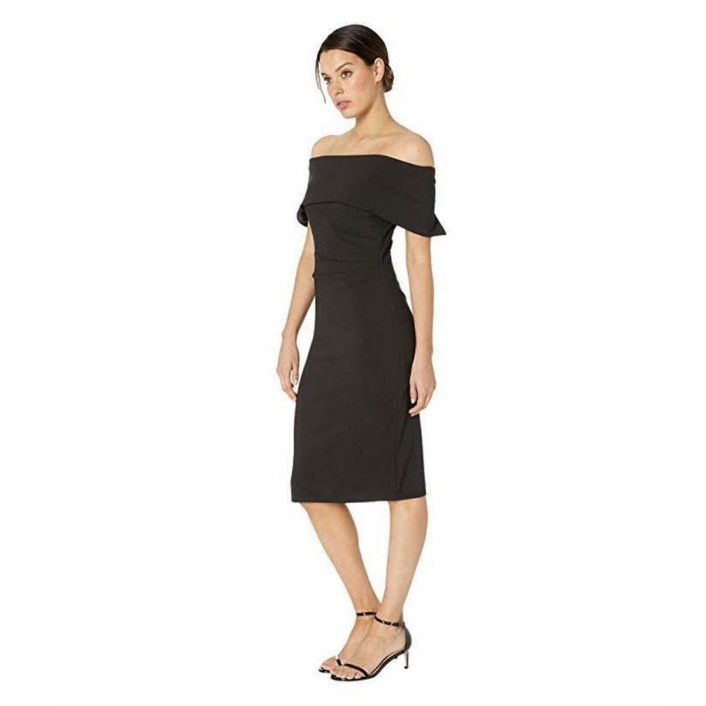 NEW Marina Dress size 8 Black Off-Shoulder Straight-Neck Strapless Ruched